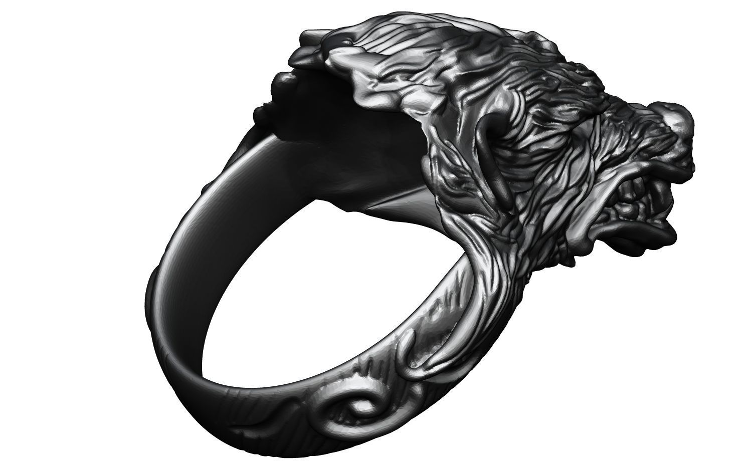 Wolf Ring 3D print model_2