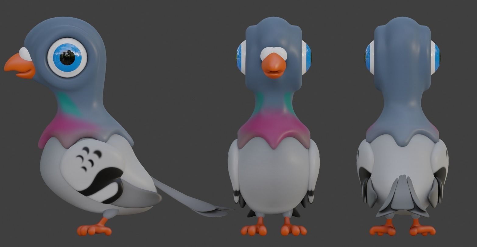 Cartoon Pidgeon 3D model_1