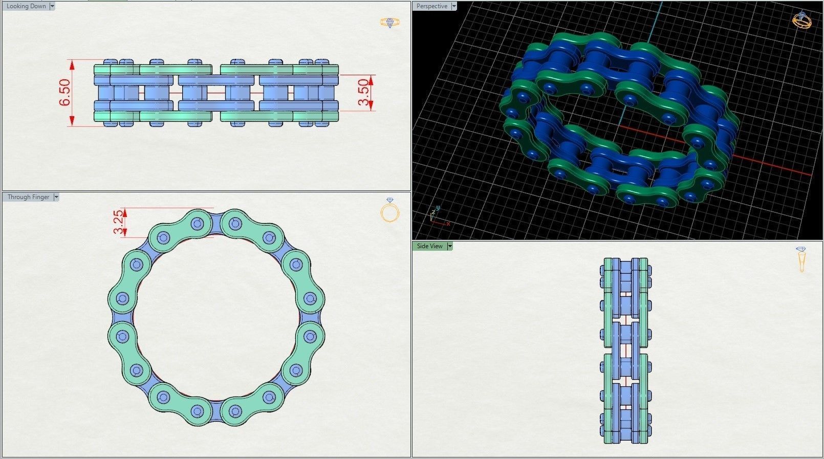 Bicycle Moto Bike Chain Wedding Band 3D print model_7