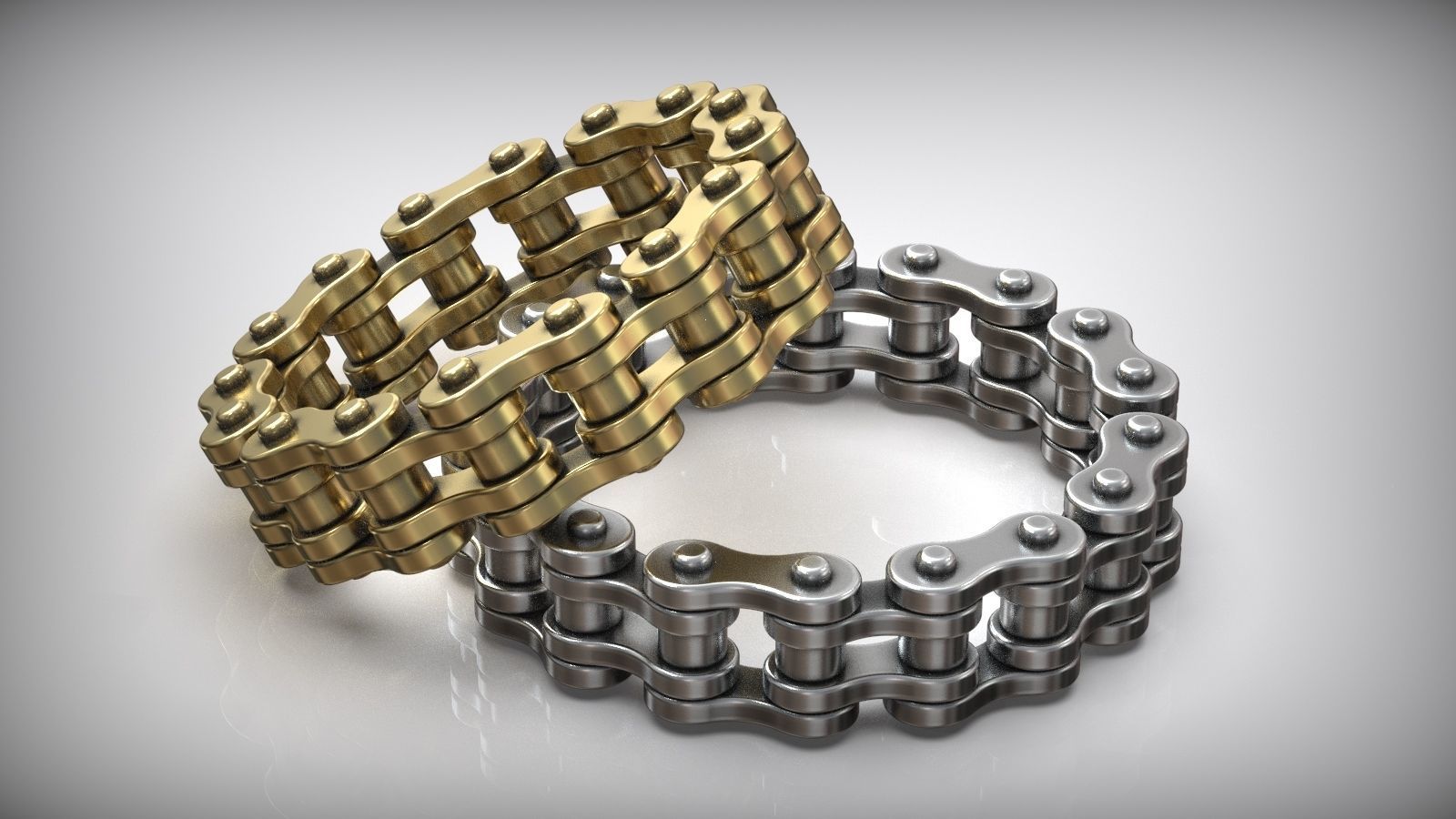 Bicycle Moto Bike Chain Wedding Band 3D print model_4