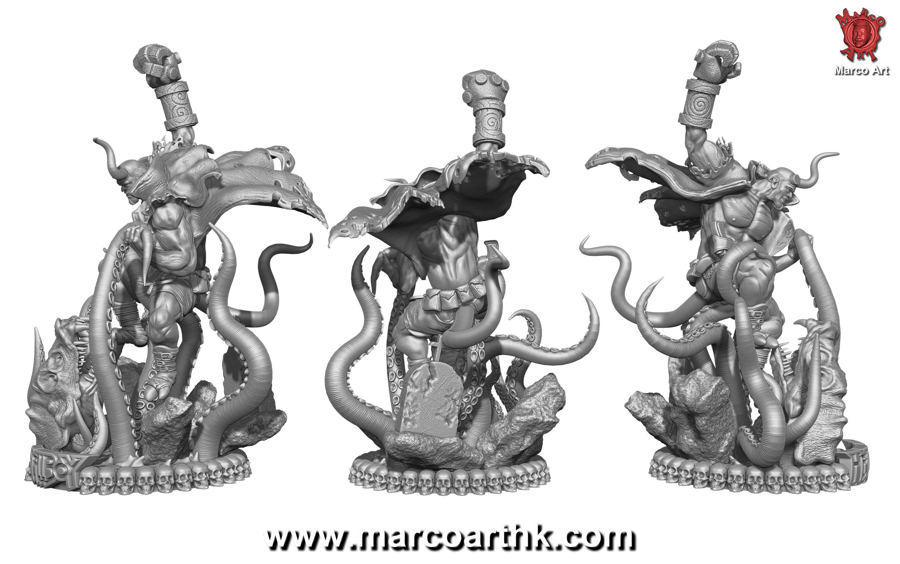 Hellboy stl file 3D print model_3