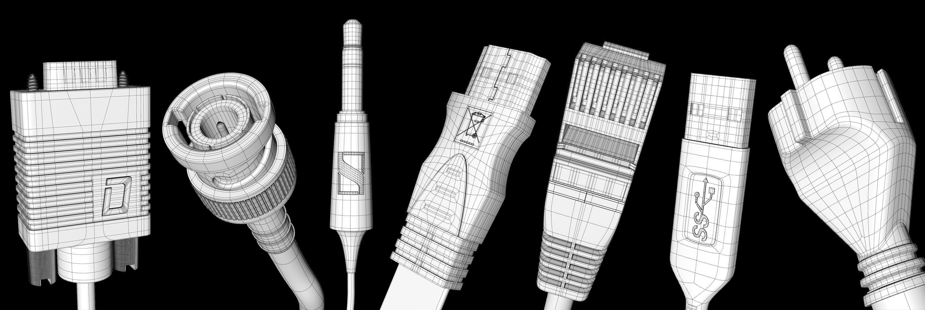 Cable Plugs Essentials 3D Model Collection_5