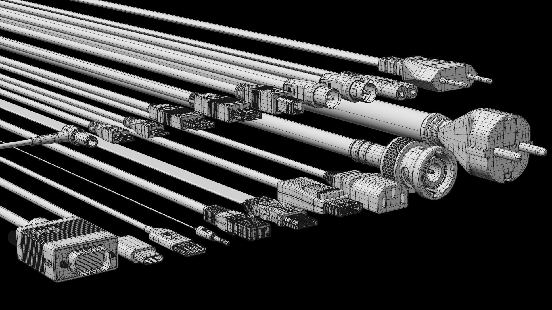 Cable Plugs Essentials 3D Model Collection_3