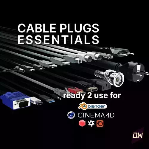 Cable Plugs Essentials 3D Model Collection