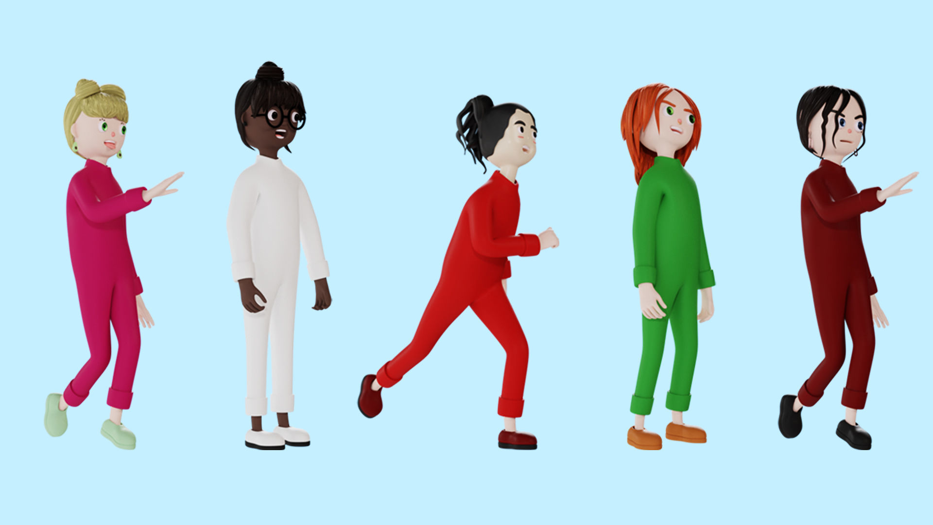 Cartoon characters 2 pajama pack 3d model Low-poly 3D model_8