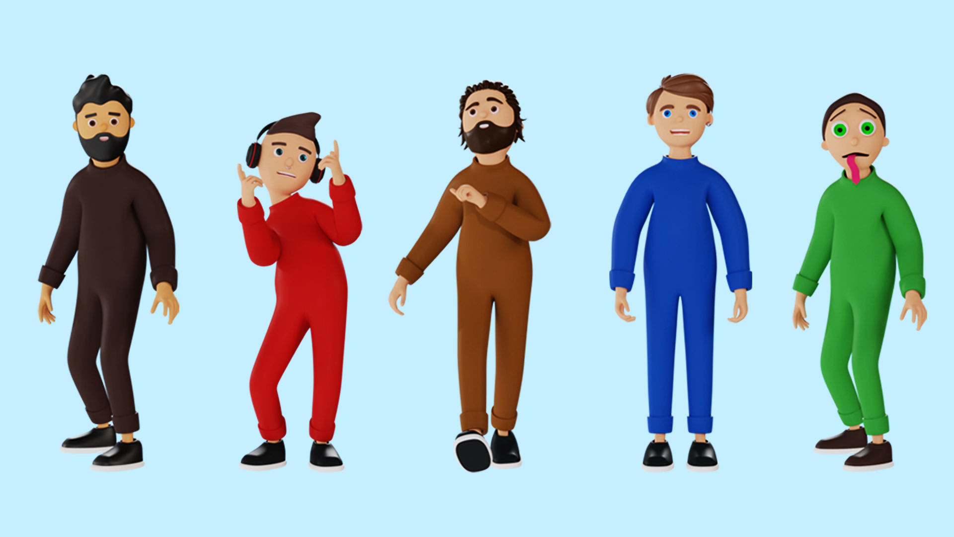 Cartoon characters 2 pajama pack 3d model Low-poly 3D model_2