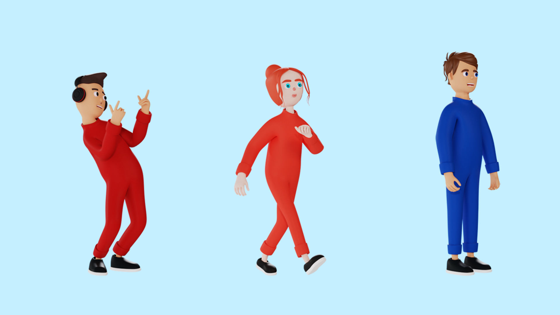 Cartoon characters 2 pajama pack 3d model Low-poly 3D model_10