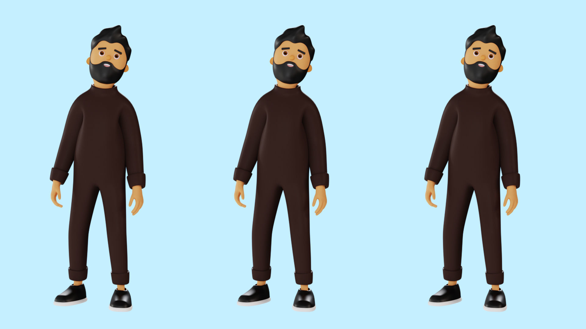 Cartoon characters 2 pajama pack 3d model Low-poly 3D model_12