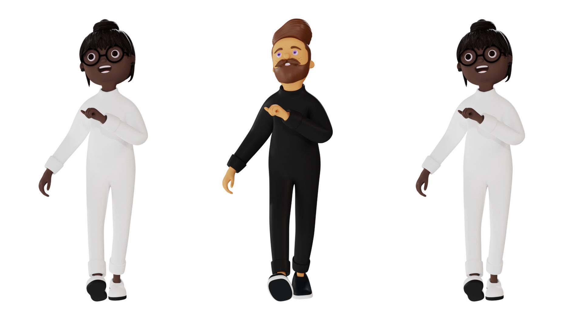 Cartoon characters 2 pajama pack 3d model Low-poly 3D model_15