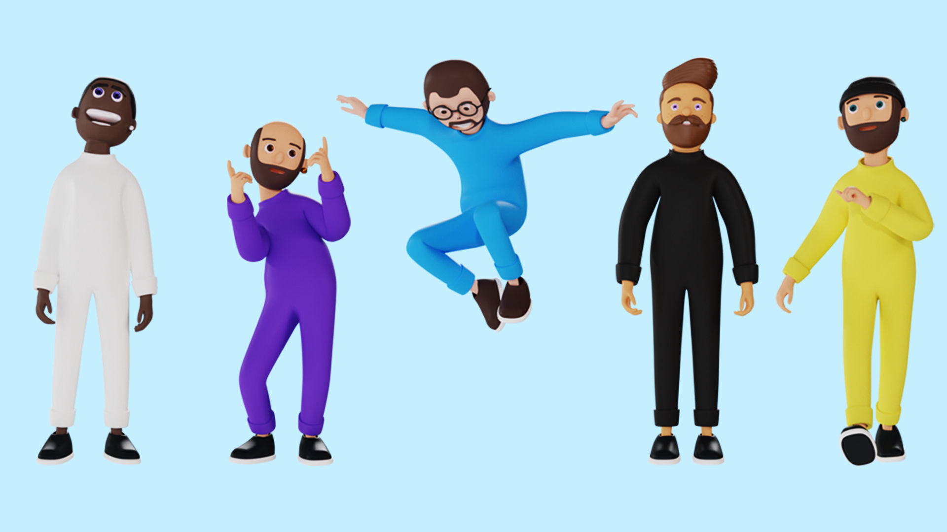 Cartoon characters 2 pajama pack 3d model Low-poly 3D model_11