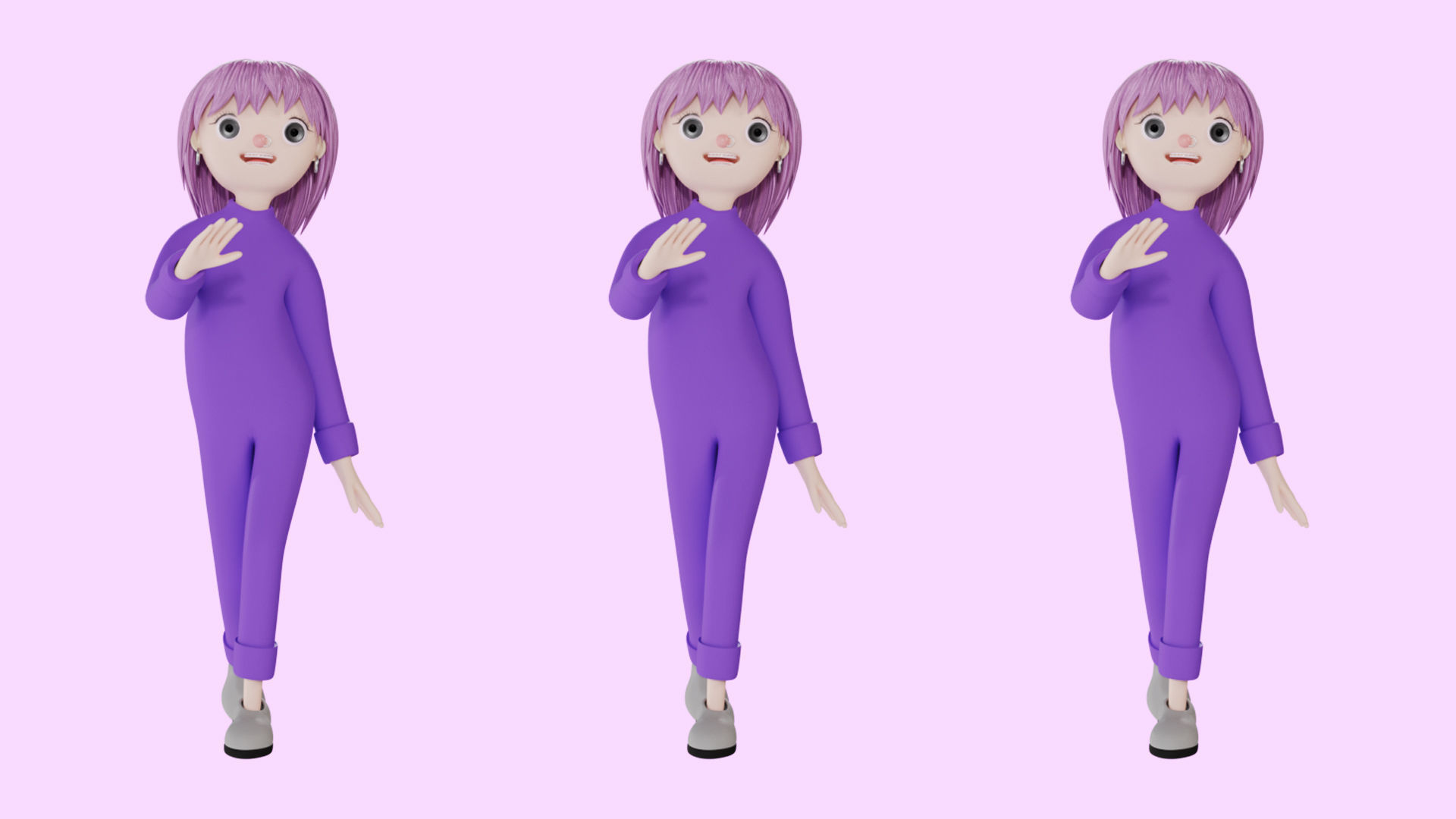 Cartoon characters 2 pajama pack 3d model Low-poly 3D model_16