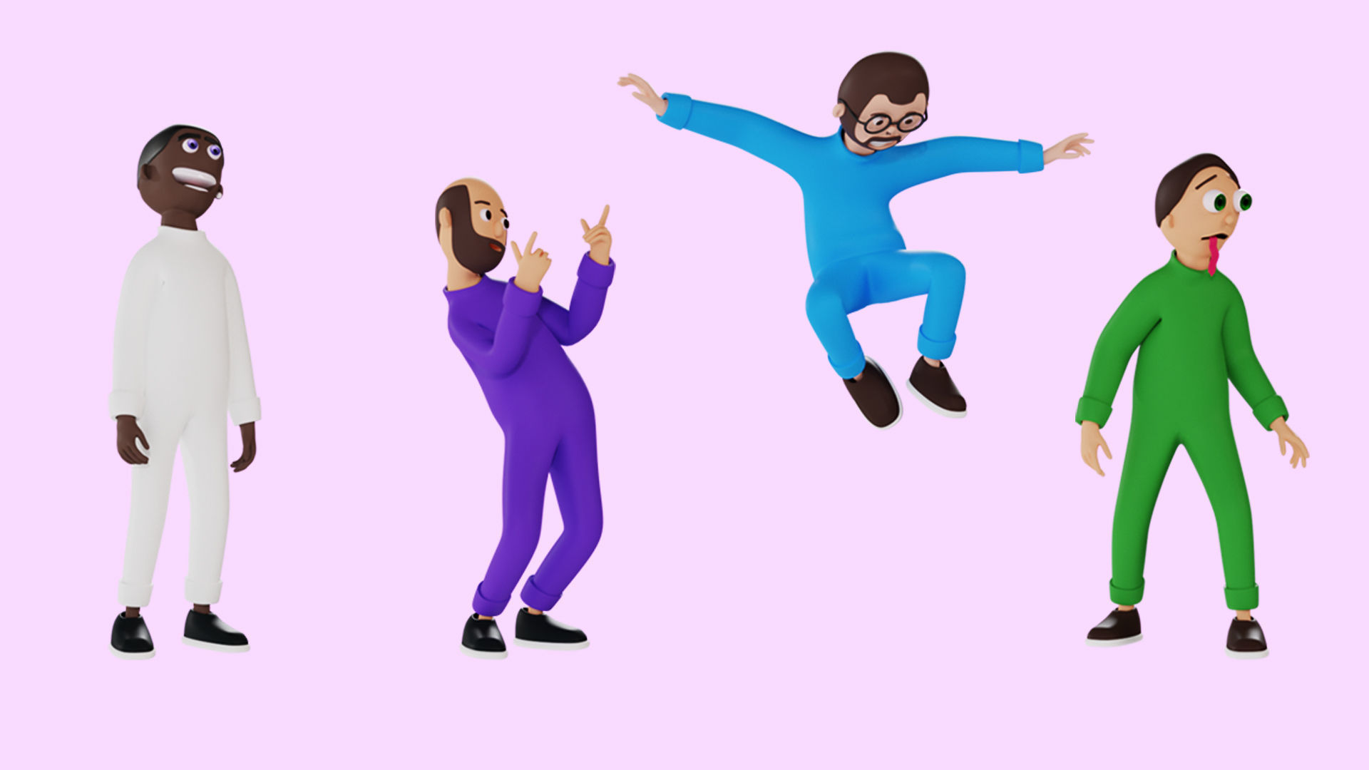 Cartoon characters 2 pajama pack 3d model Low-poly 3D model_7