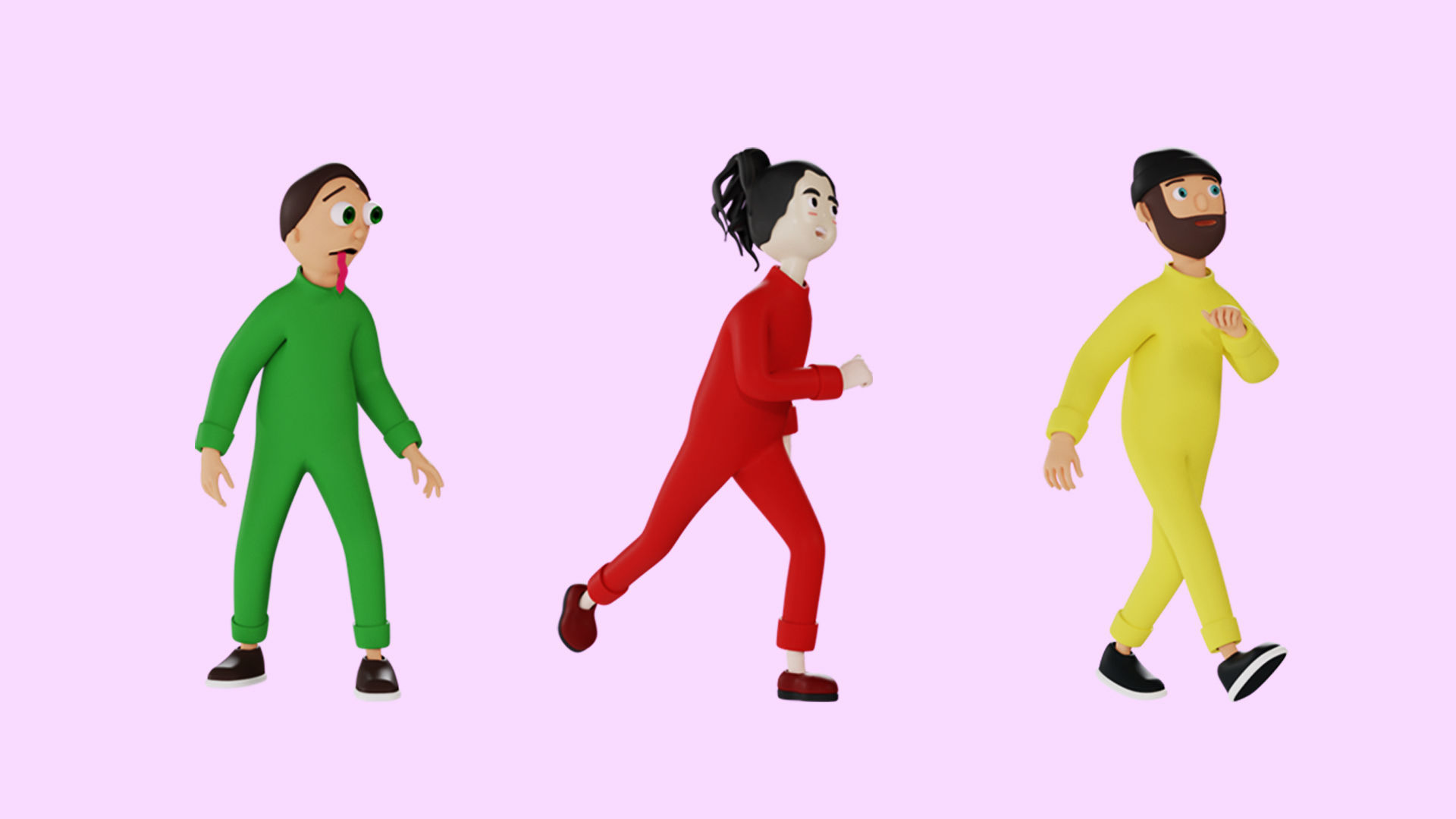 Cartoon characters 2 pajama pack 3d model Low-poly 3D model_9