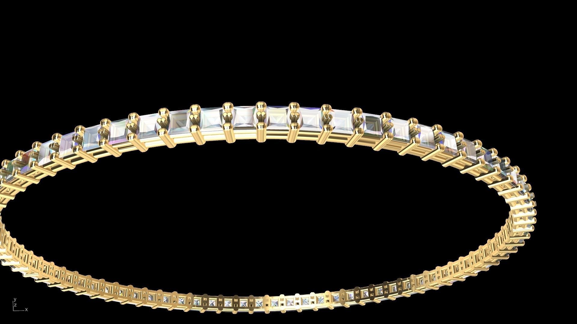 princesscut eternity bangle stl verified  3D print model_7