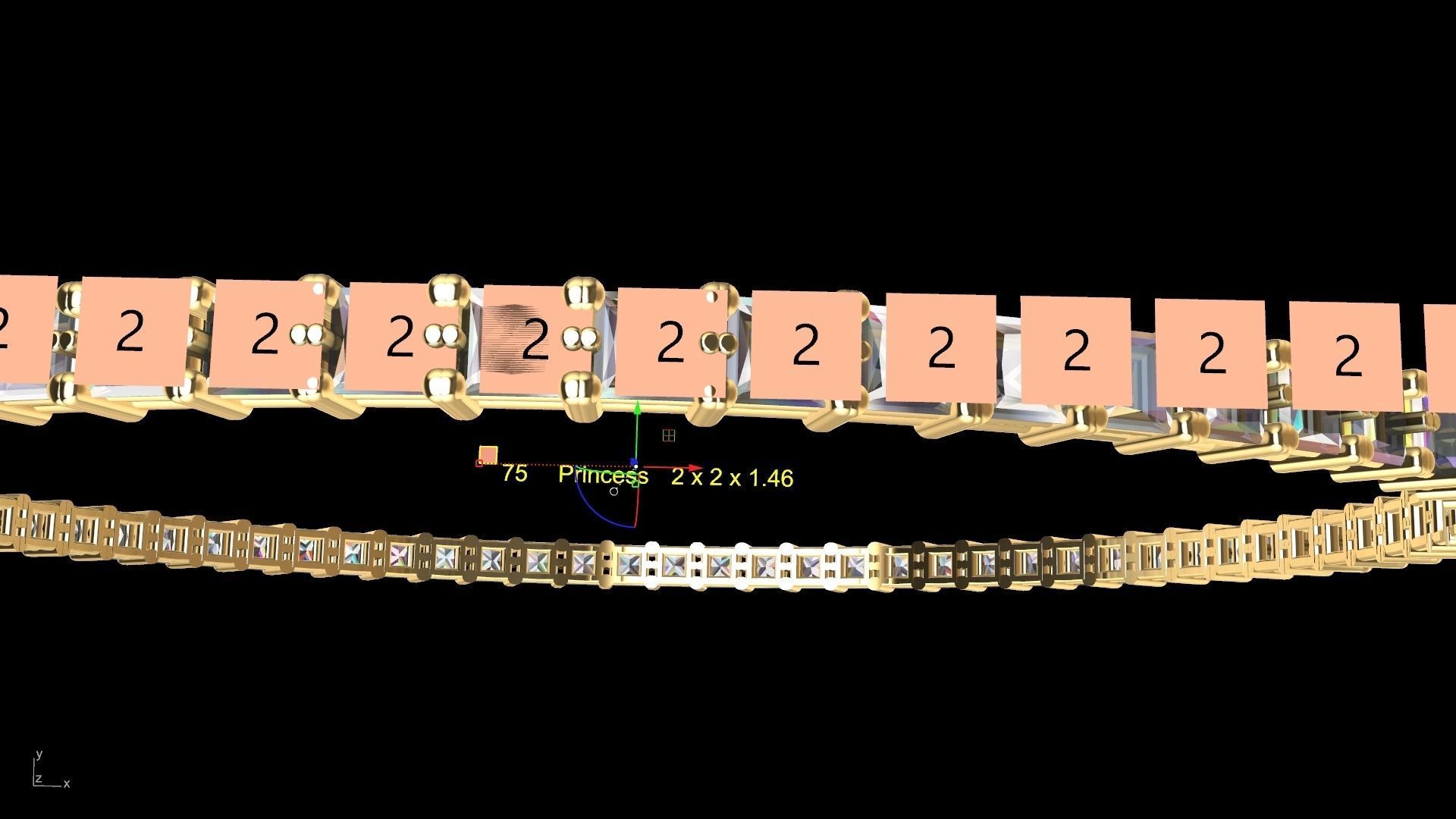 princesscut eternity bangle stl verified  3D print model_4