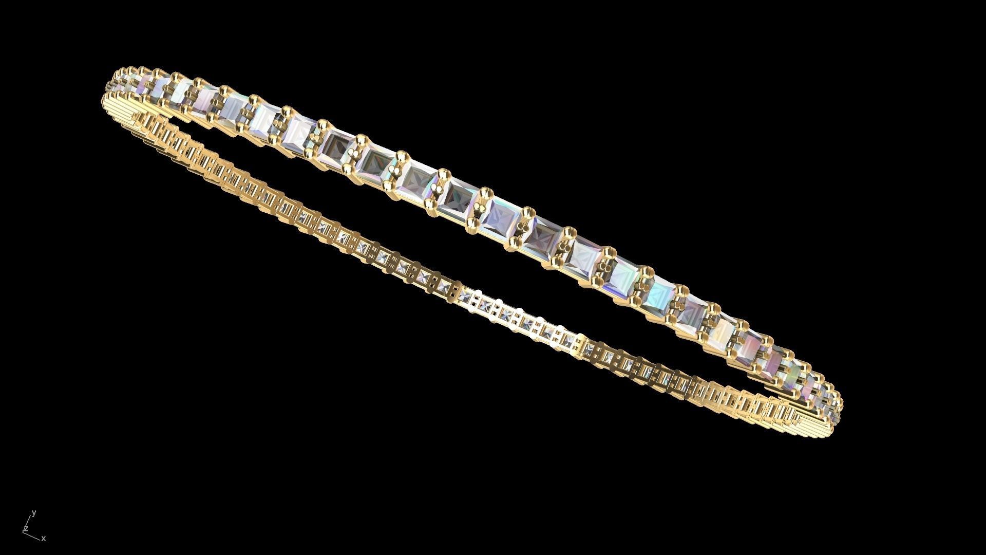 princesscut eternity bangle stl verified  3D print model_6