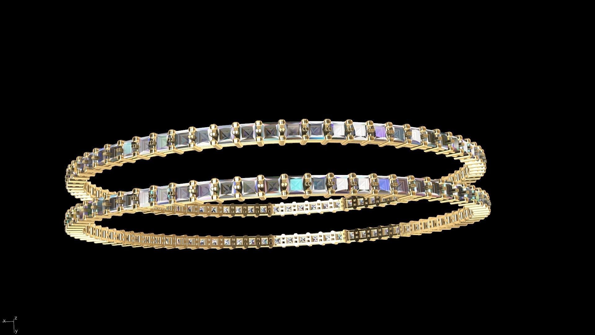 princesscut eternity bangle stl verified  3D print model_14