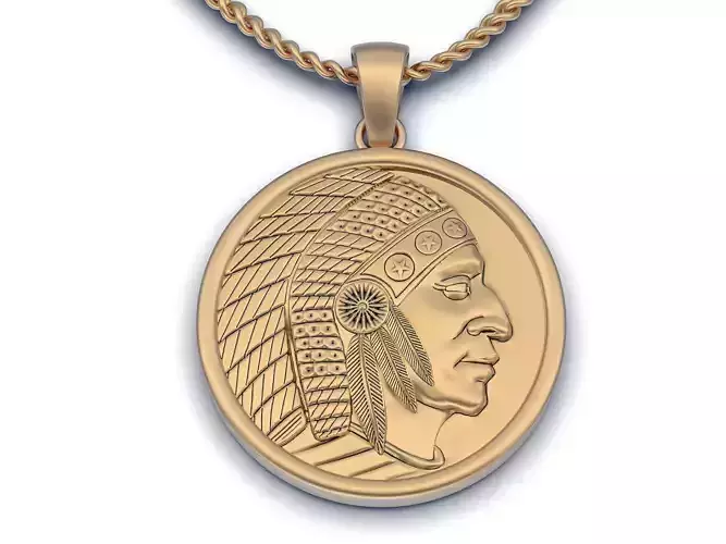 Indian pendant gold silver printable jewelry 3D model 3D print model