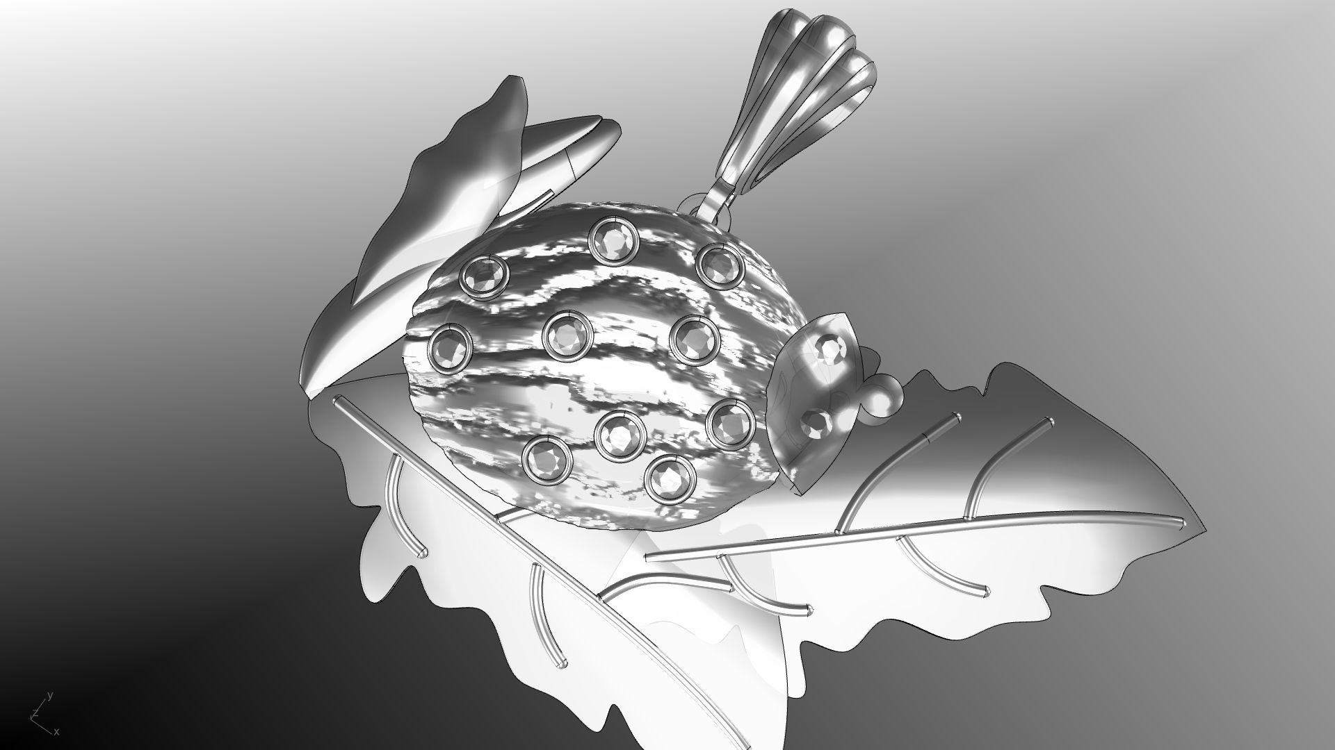 lady bug pendant stl verified  3D print model_18