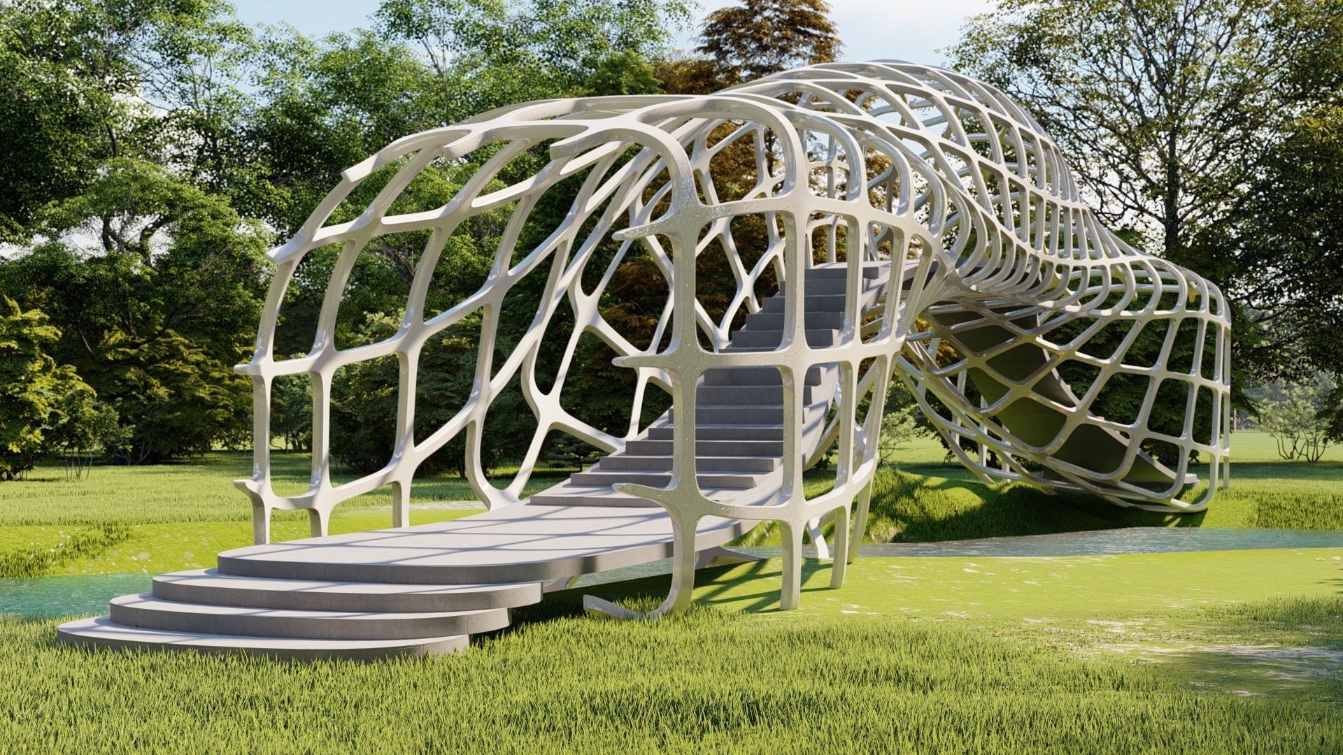 Futuristic Bridge 3D model_2