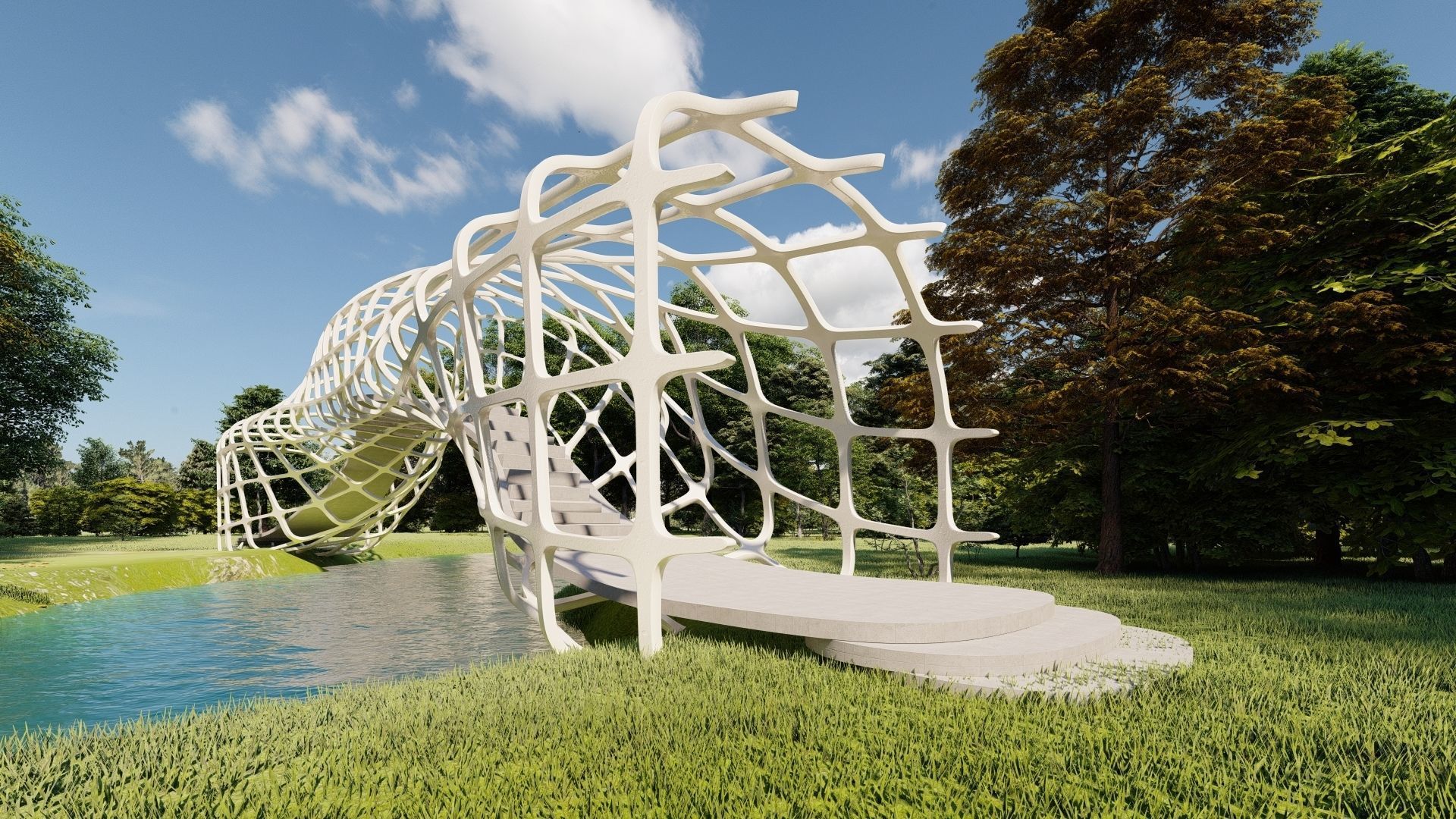 Futuristic Bridge 3D model_3