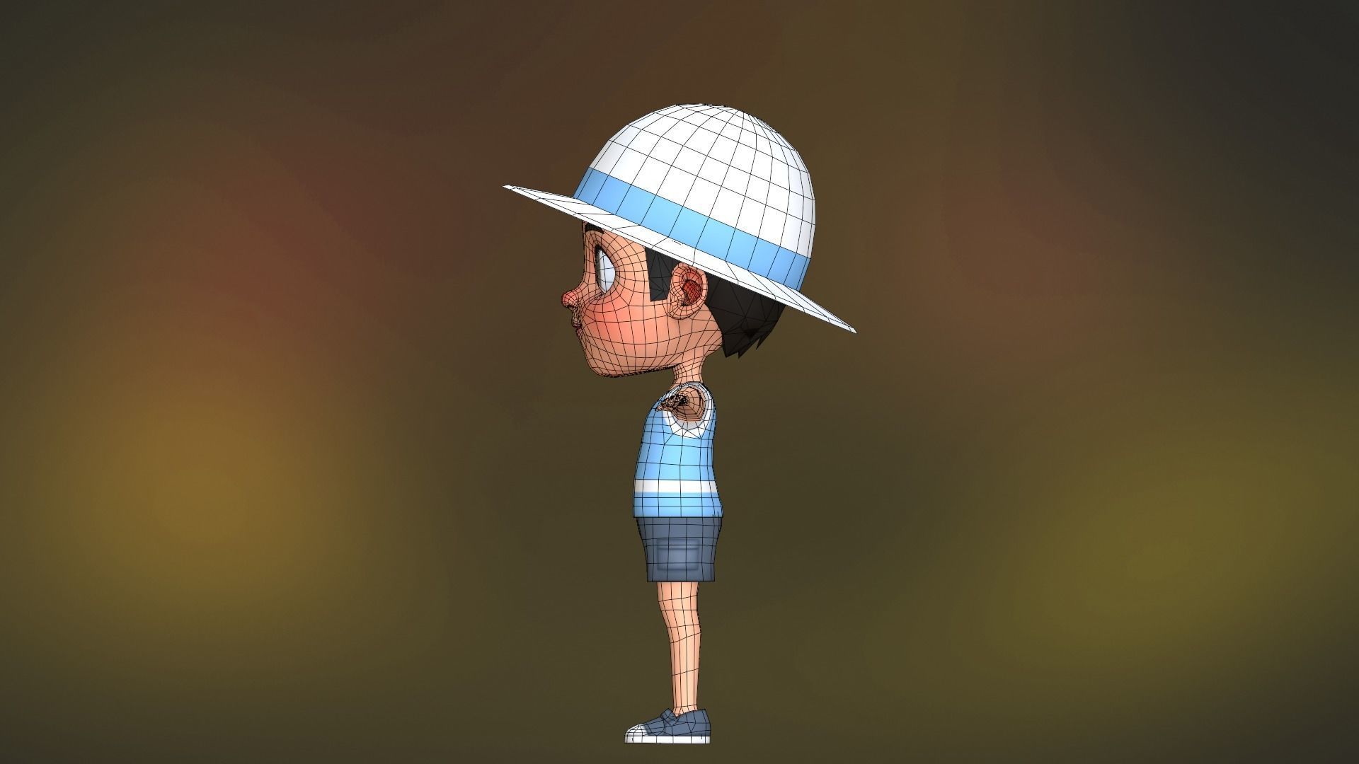 Kid Character Summer Outfit Low-poly 3D model_24