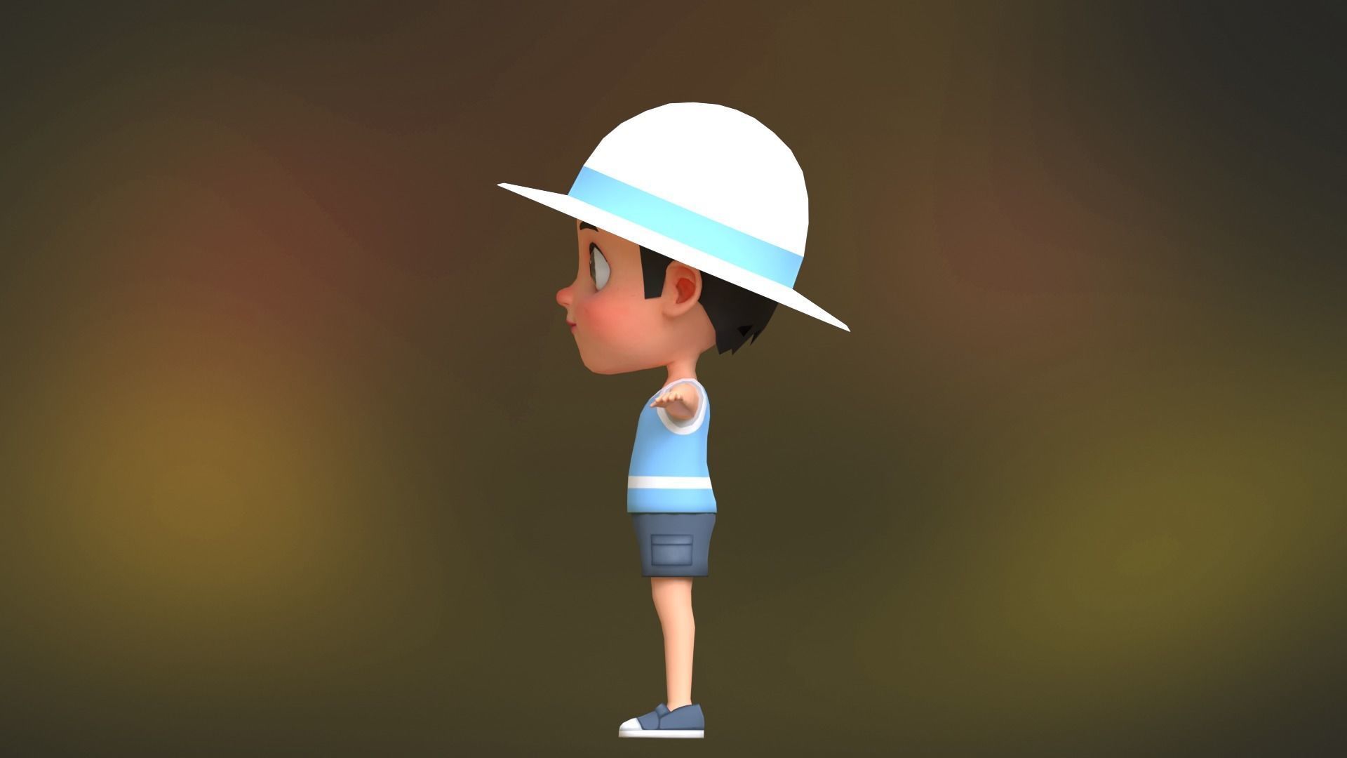 Kid Character Summer Outfit Low-poly 3D model_8