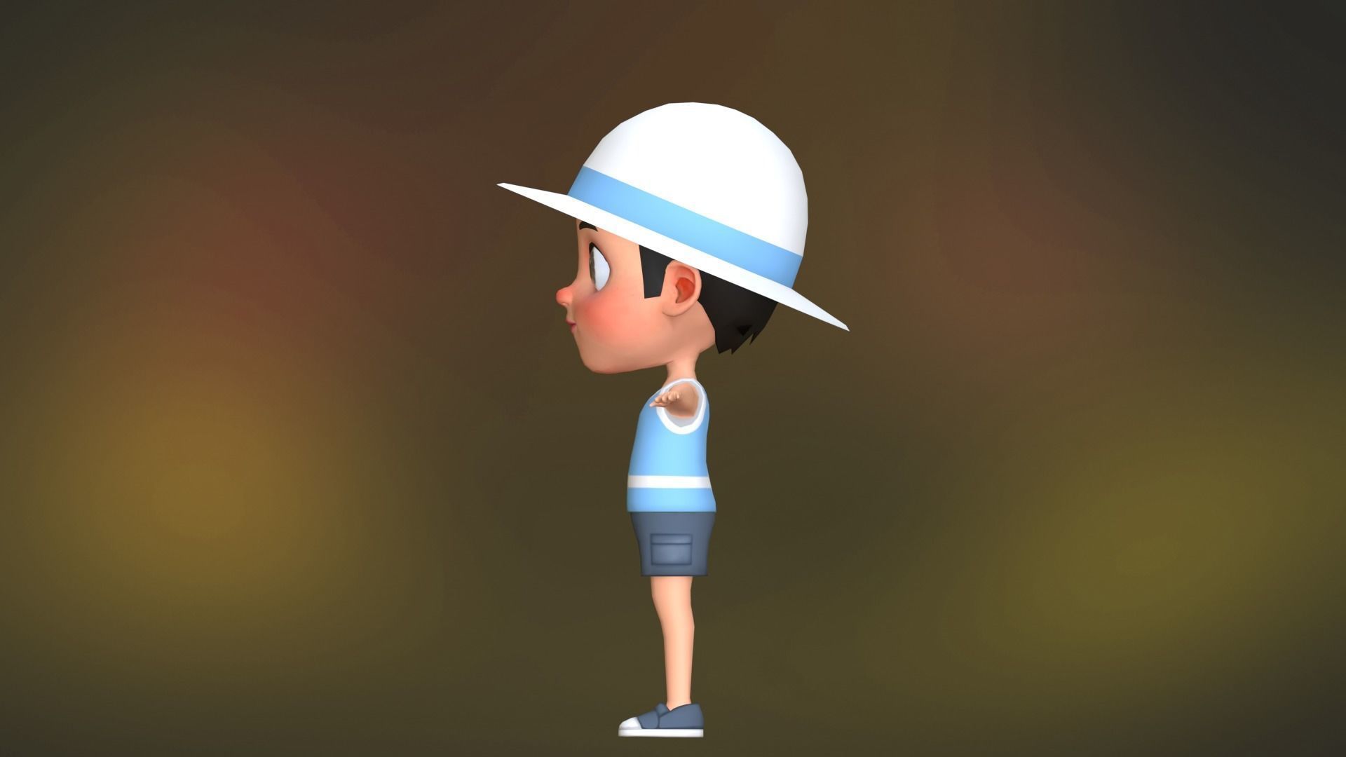 Kid Character Summer Outfit Low-poly 3D model_12