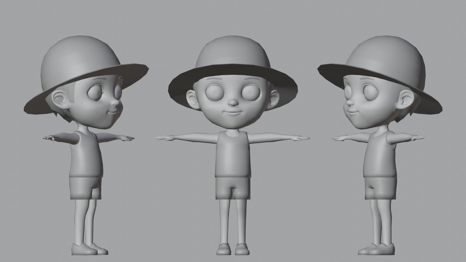 Kid Character Summer Outfit Low-poly 3D model_3