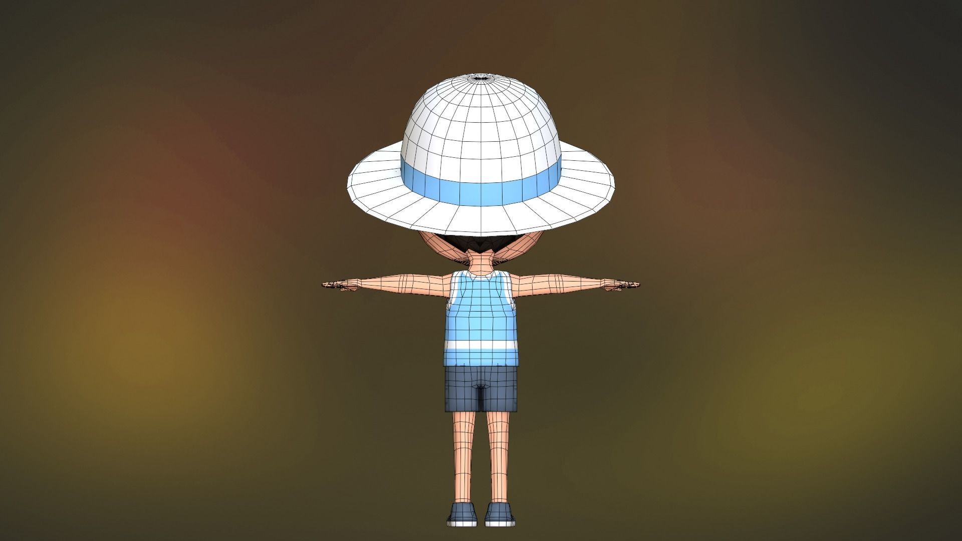 Kid Character Summer Outfit Low-poly 3D model_23