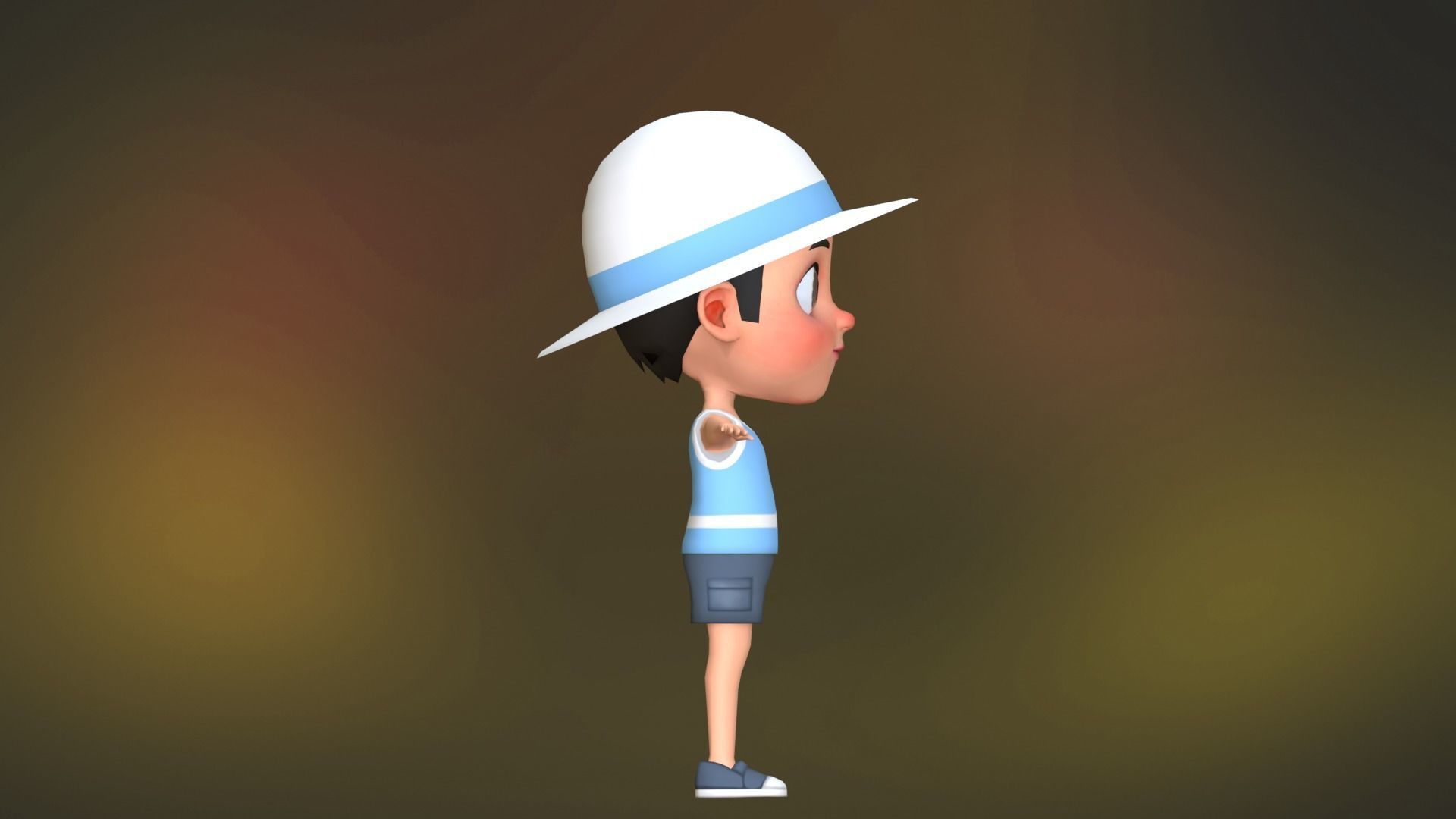 Kid Character Summer Outfit Low-poly 3D model_10