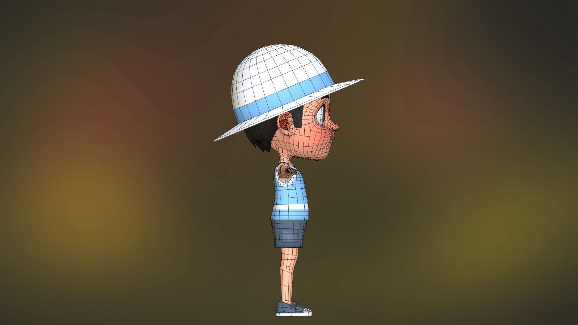 Kid Character Summer Outfit Low-poly 3D model_22