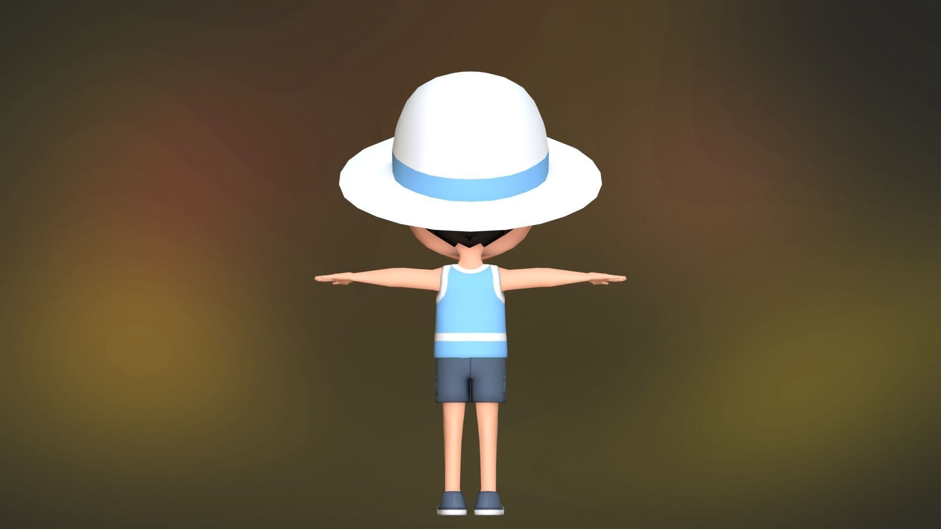 Kid Character Summer Outfit Low-poly 3D model_11