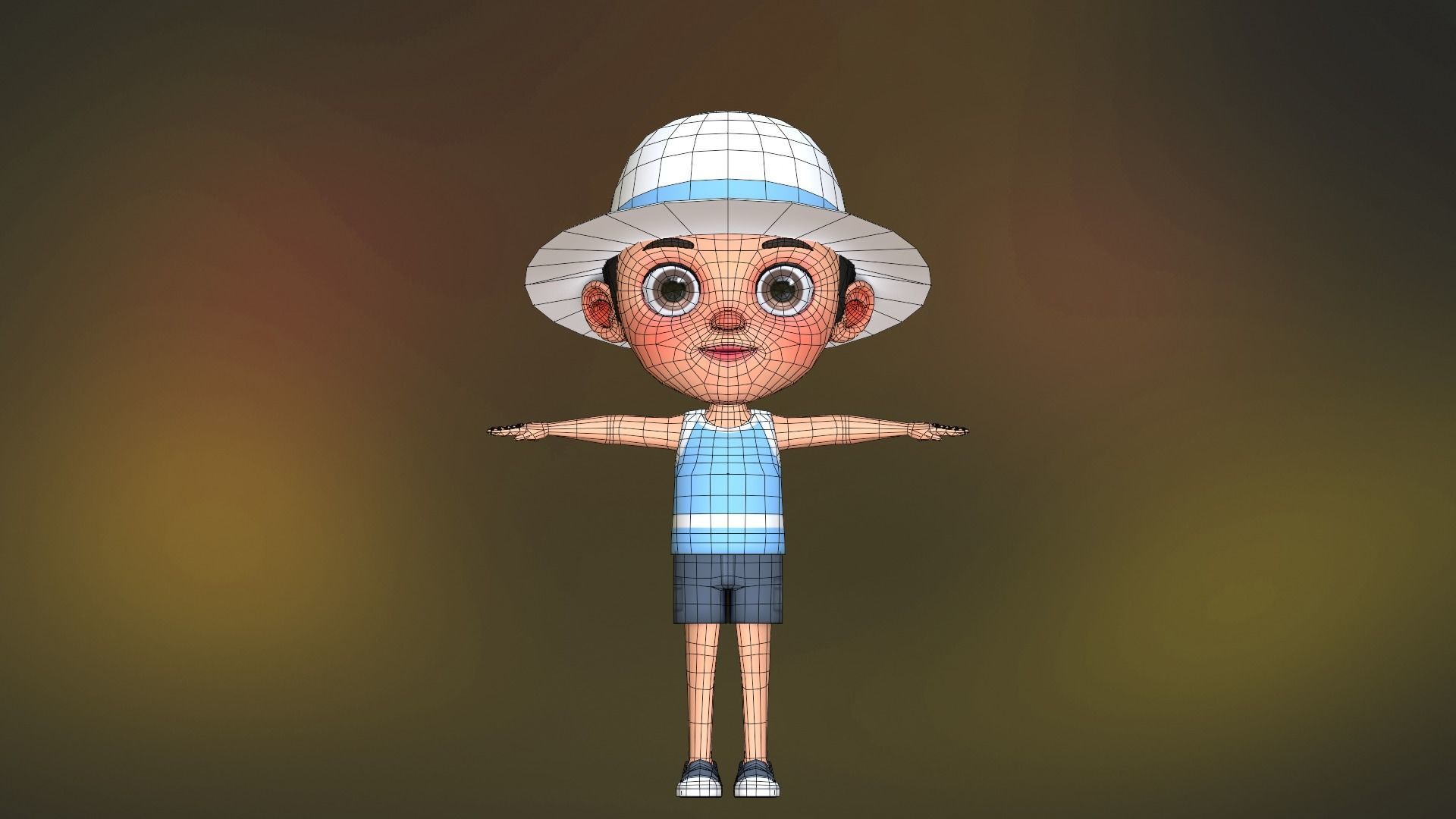 Kid Character Summer Outfit Low-poly 3D model_21