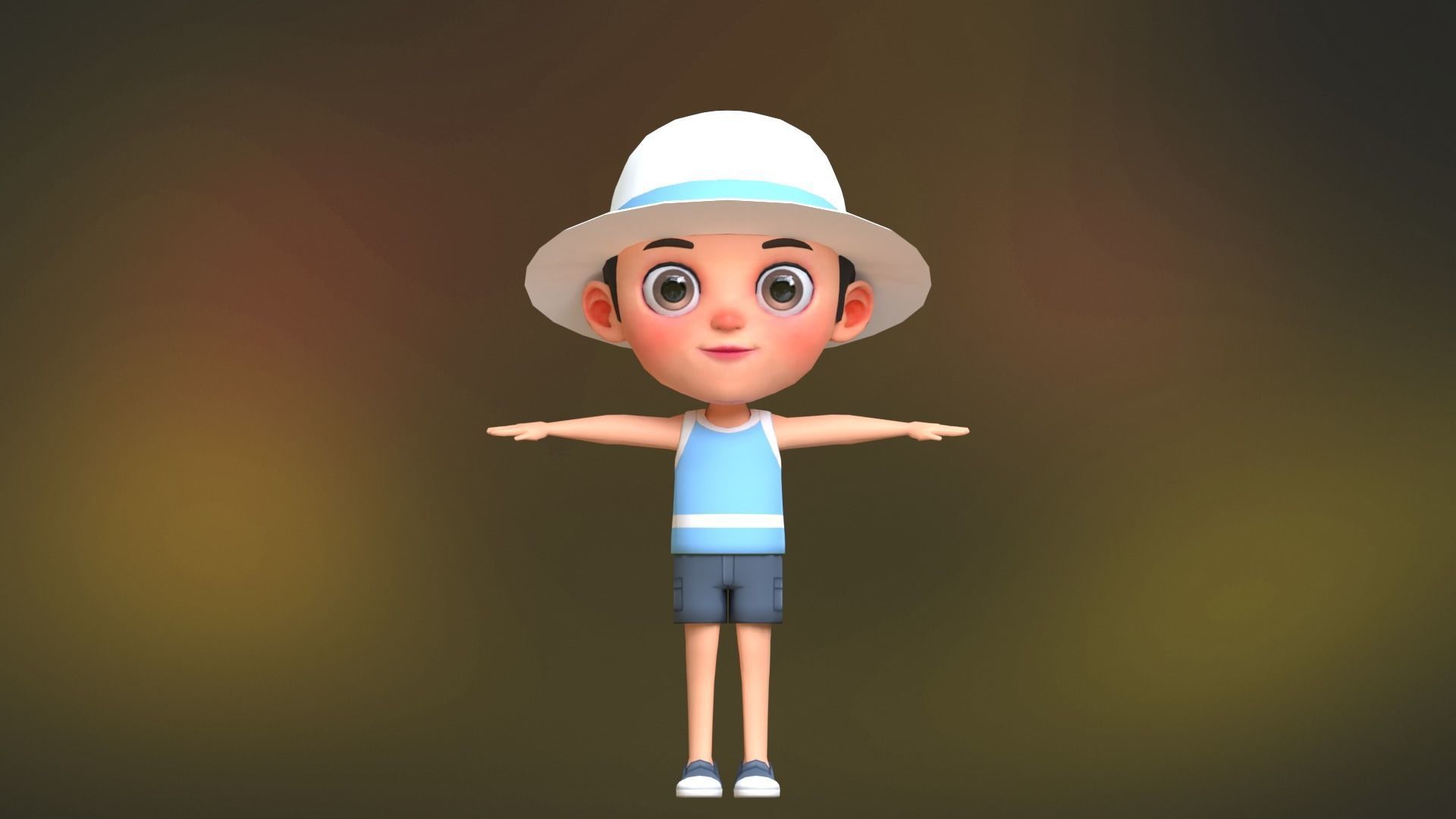 Kid Character Summer Outfit Low-poly 3D model_5