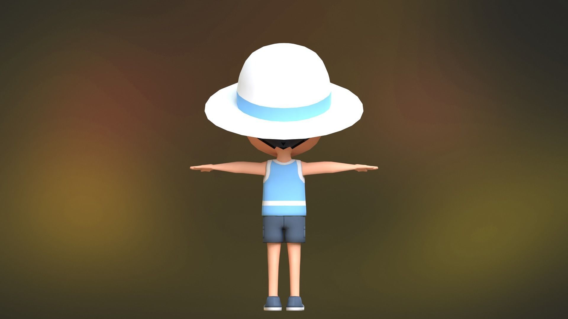 Kid Character Summer Outfit Low-poly 3D model_7