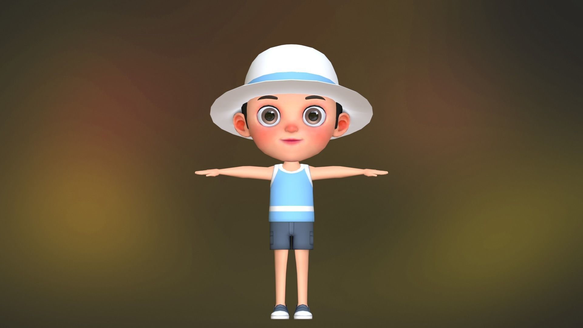 Kid Character Summer Outfit Low-poly 3D model_9