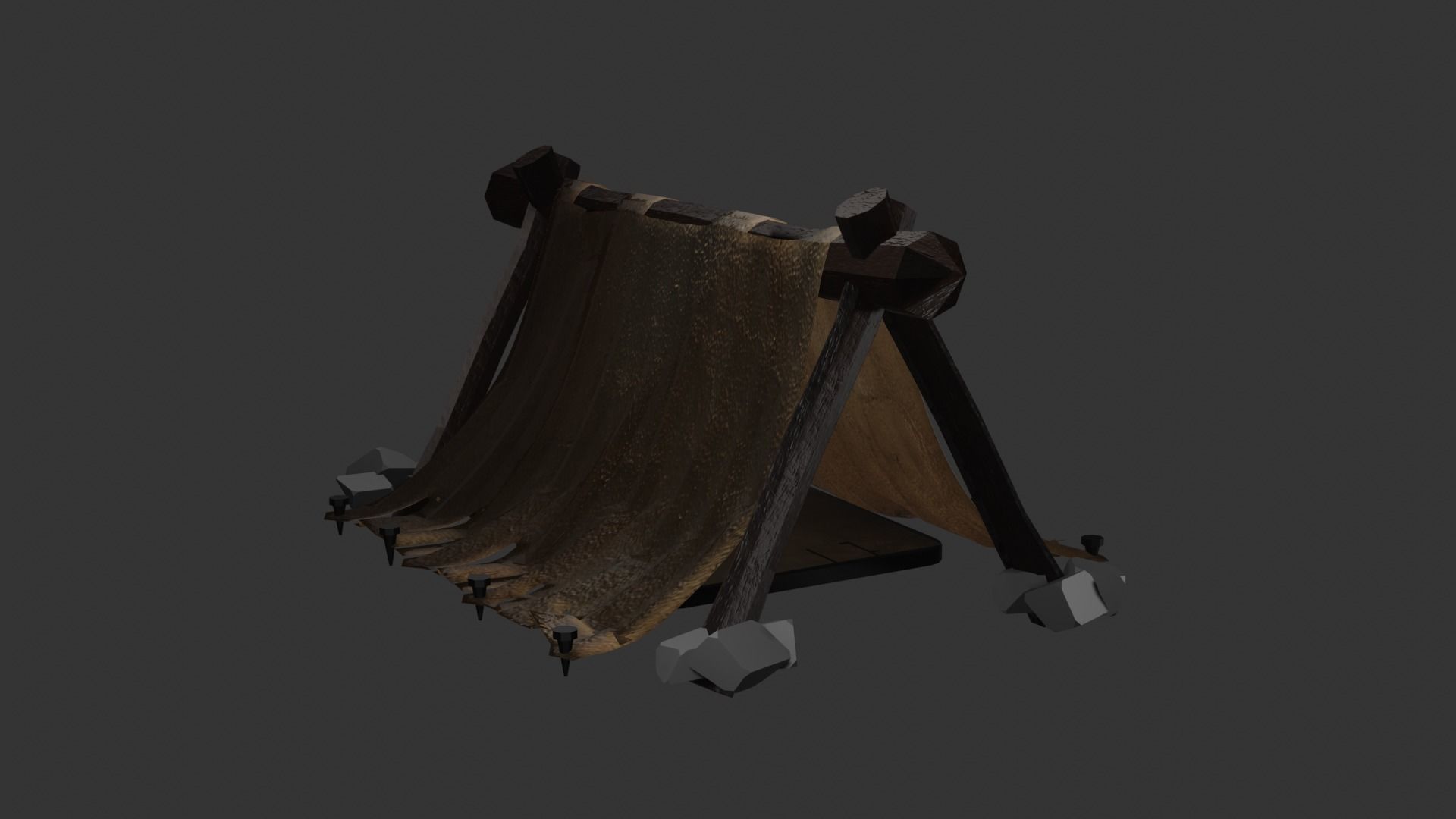 Tent - Tribal - Prehistoric Caveman Era Low-poly 3D model_2