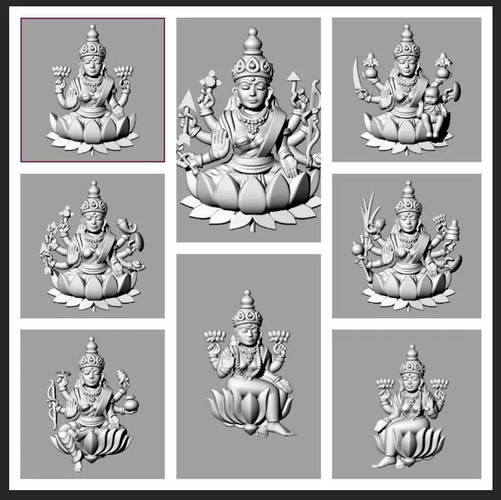 Ashta Laxmi stl file only 3D print model_0