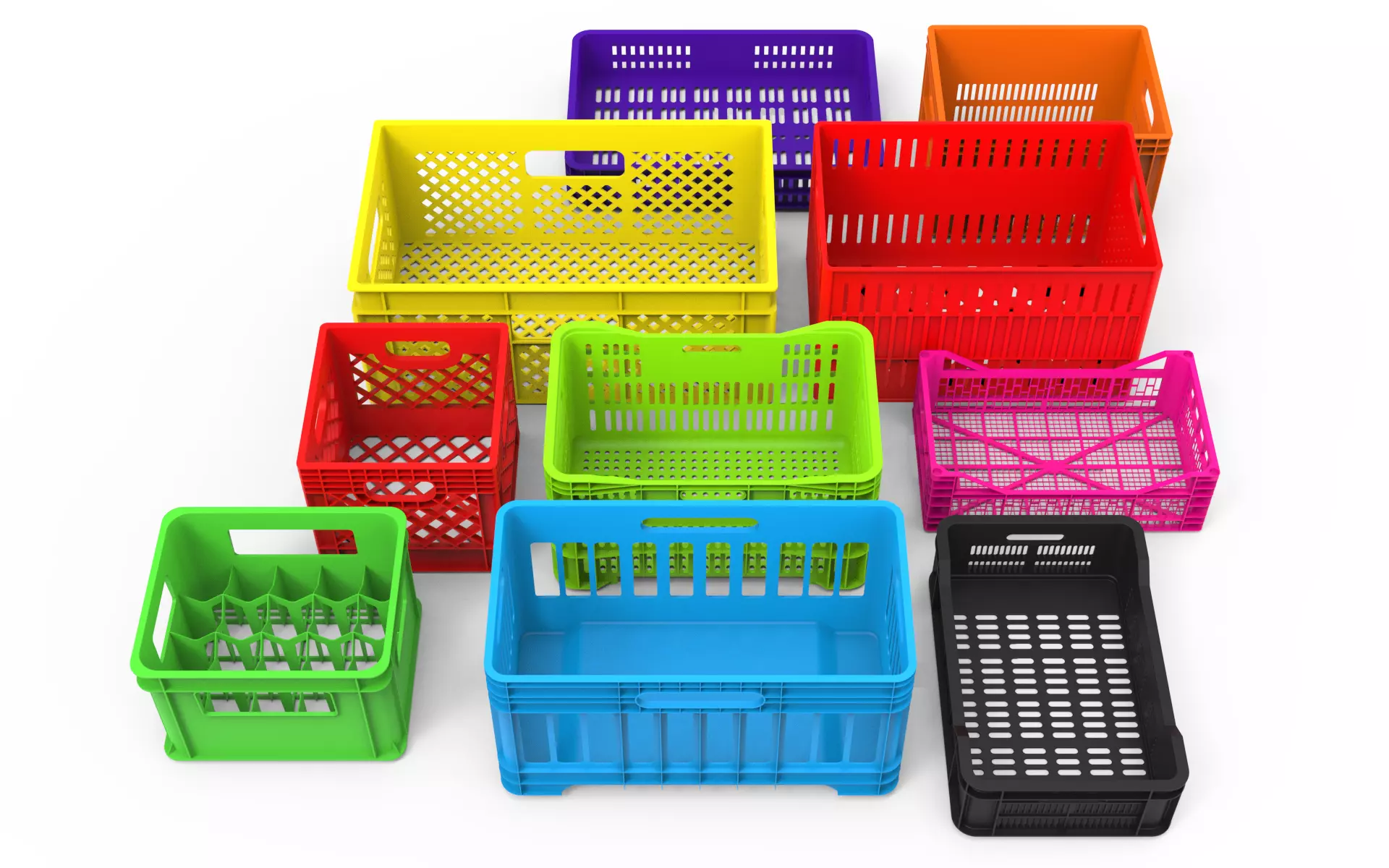 Plastic Crates Pack 3D model