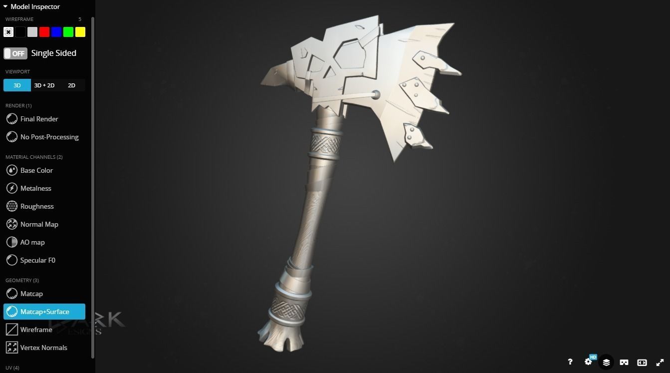 Warhammer Orc Choppa Low-poly 3D model_5