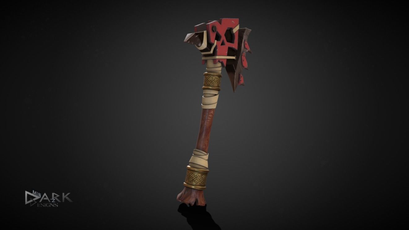 Warhammer Orc Choppa Low-poly 3D model_1