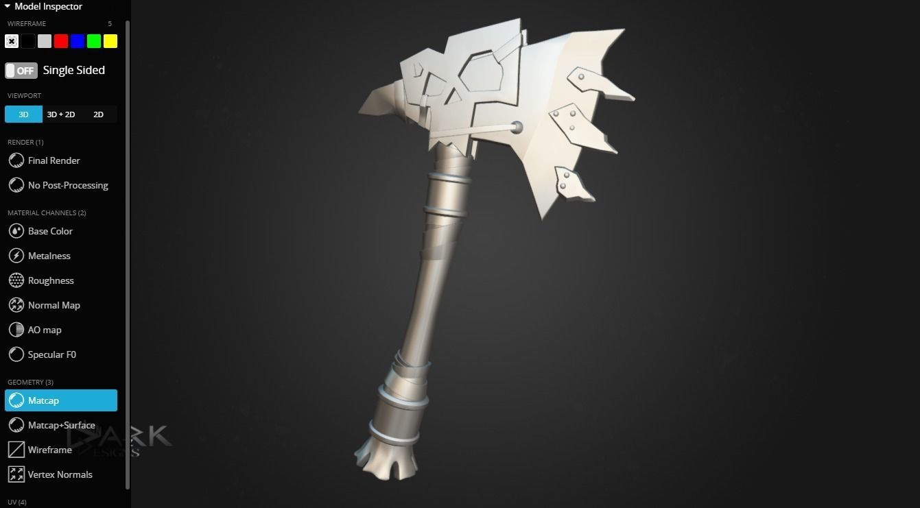 Warhammer Orc Choppa Low-poly 3D model_4