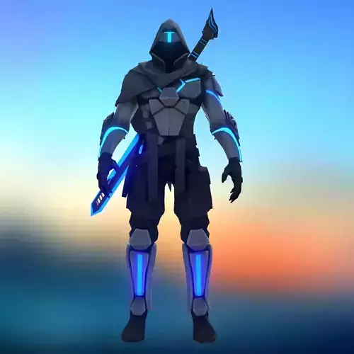 Ninja character from game overwatch Low-poly 3D model