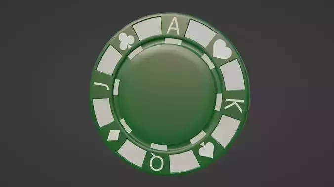 Poker Chip - Green Low-poly 3D model