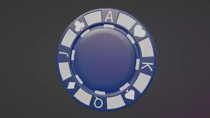 Poker Chip - Blue Low-poly 3D model