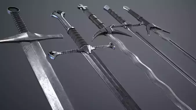 Medieval Modular Swords pack Low-poly 3D model