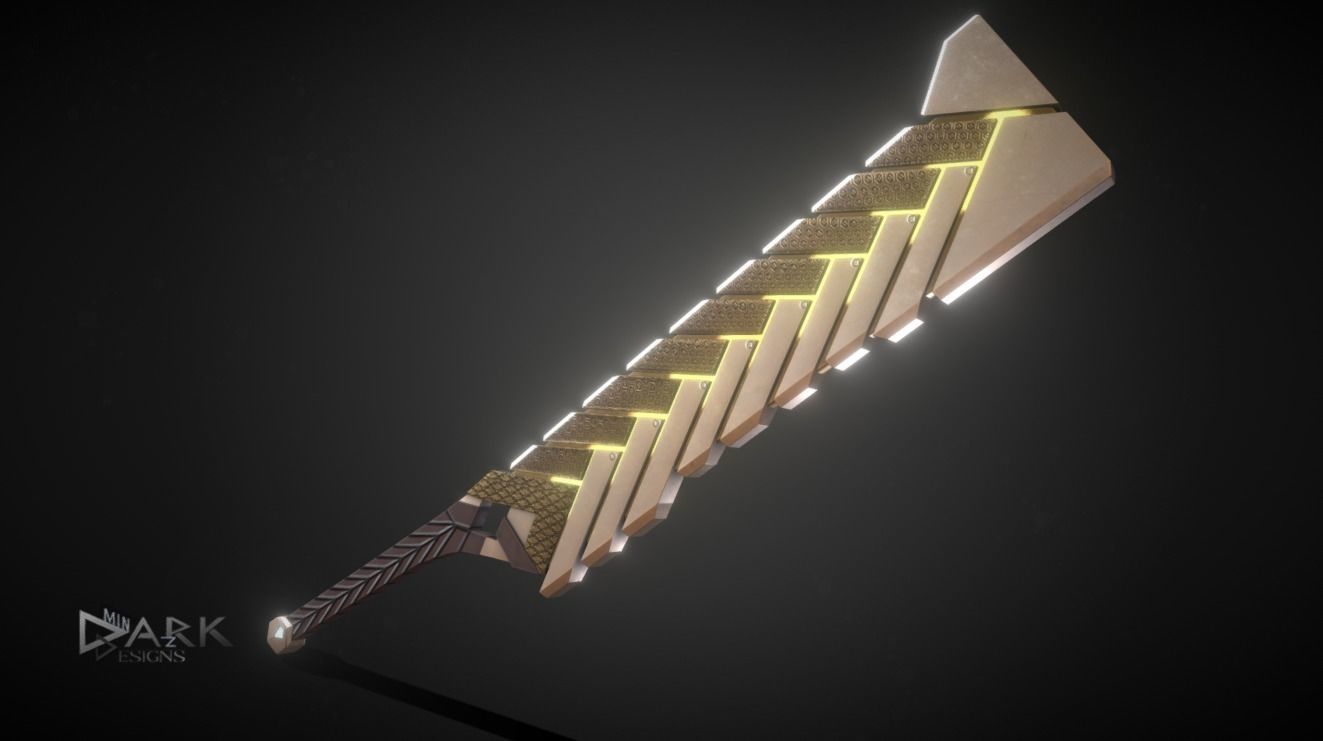 Mechanical Sword Low-poly 3D model_1