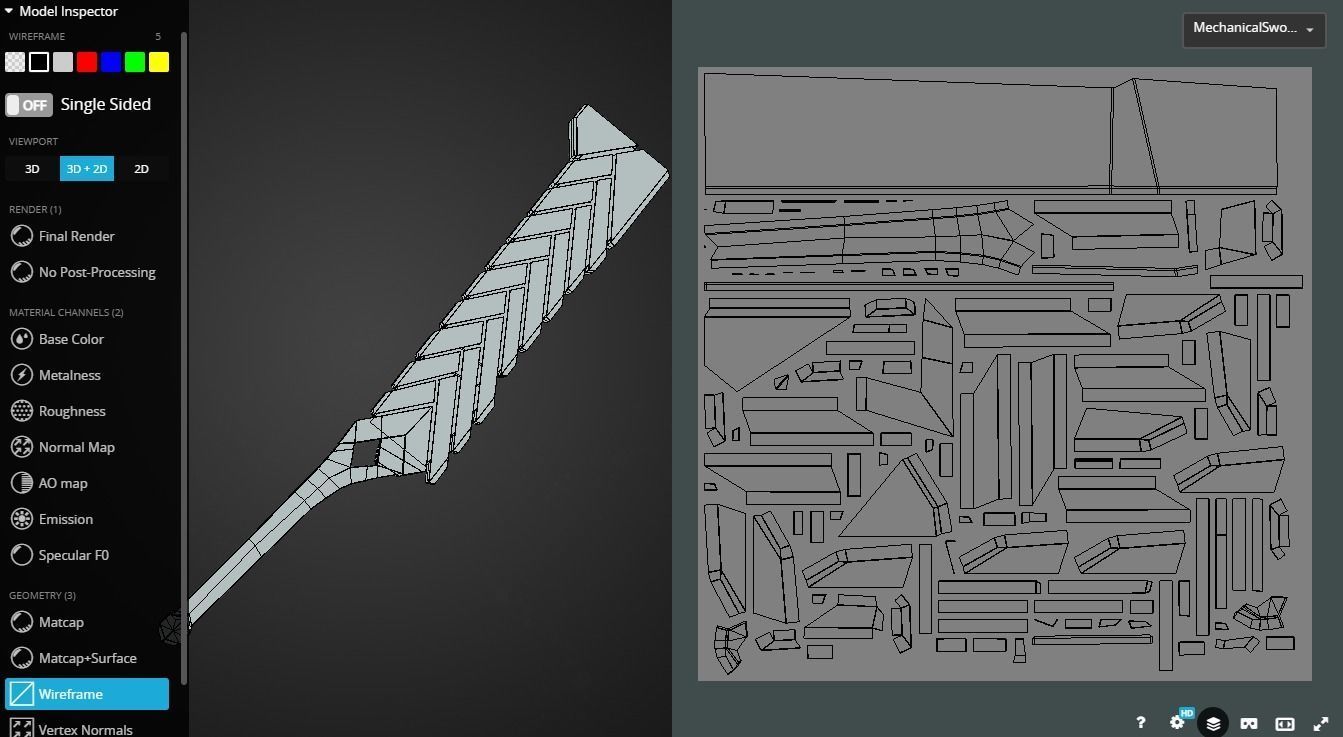 Mechanical Sword Low-poly 3D model_8