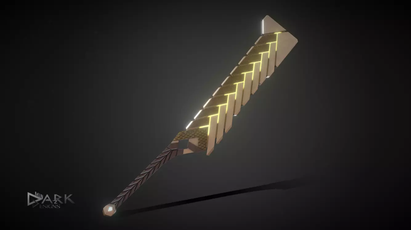 Mechanical Sword Low-poly 3D model_0